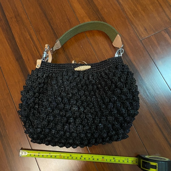Black straw crossbody hand bag - Picture 4 of 4